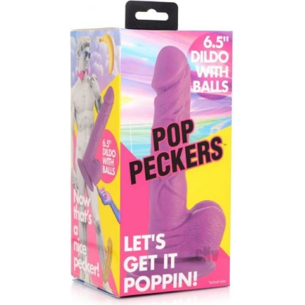 Pop Peckers Dildo W/balls 6.5 Purple