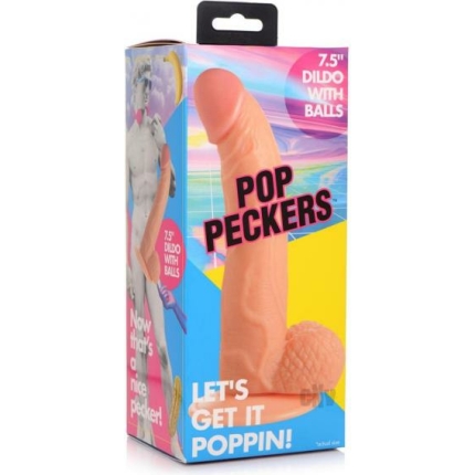 Pop Peckers Dildo W/balls 7.5 Light