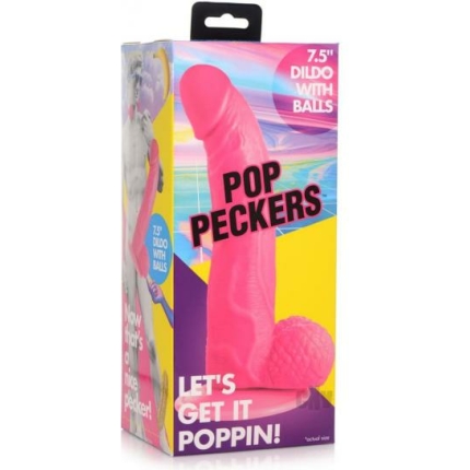 Pop Peckers Dildo W/balls 7.5 Pink