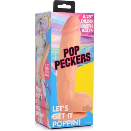 Pop Peckers Dildo W/balls 8.25 Light