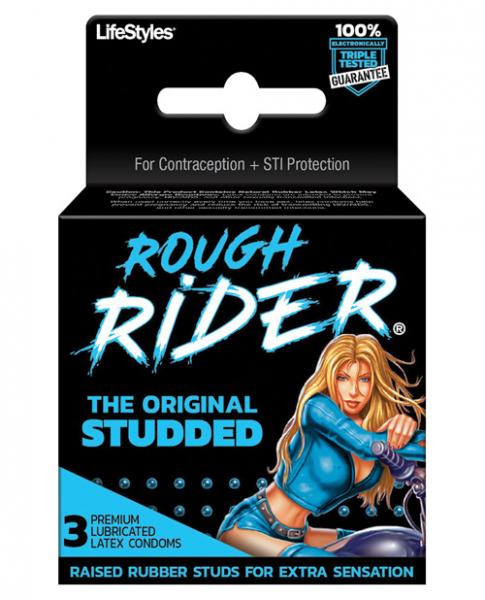 CNVELD-8015-215bf29e13dc654 Rough Rider Studded Condom 3 Pack - Image 1