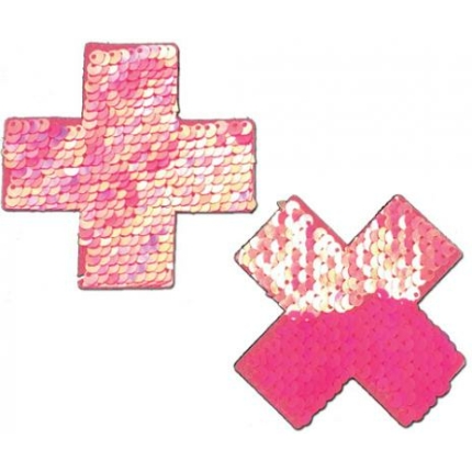 Pastease Color Changing Flip Sequins Cross Pasties Pink O/S