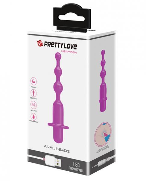 CNVELD-BI-0145975bf29b8f64191 Pretty Love Hermosa Anal Beads Vibrator - 12 Function Fuchsia - Image 1