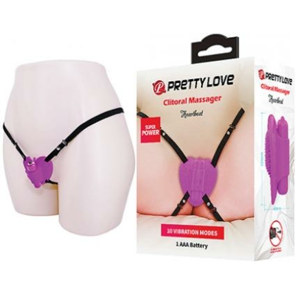 Pretty Love Heartbeat Strap On Clitoral Massager - Fuchsia