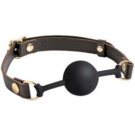 Spartacus Silicone Ball Gag - Brown Leather Strap 43mm Ball