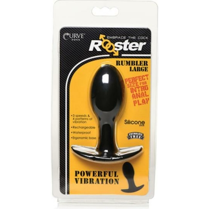 Curve Toys Rooster Rumbler Vibrating Silicone Anal Plug Large - Black