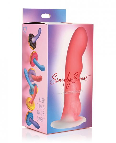 CNVELD-CN-11-0417-3263db981258e56 Curve Toys Simply Sweet 7" Wavy Silicone Dildo - Pink/white - Image 1