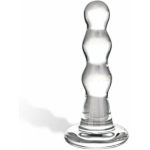 Glas Triple Play Beaded Butt Plug Clear