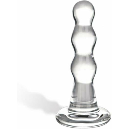 Glas Triple Play Beaded Butt Plug Clear