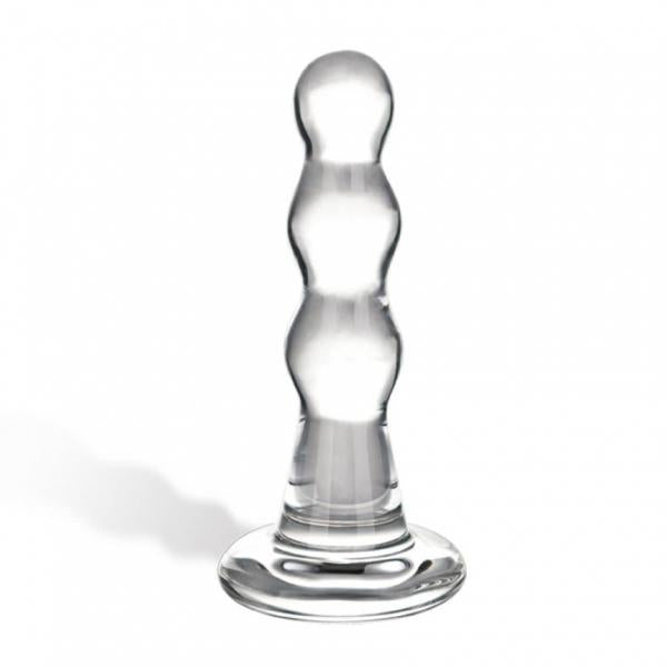CNVELD-GLAS-15_2 Glas Triple Play Beaded Butt Plug Clear - Image 1