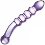 Purple Rain Ribbed Glass Dildo