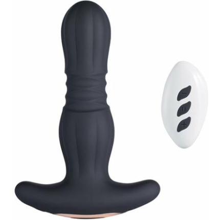 Agas Thrusting Butt Plug W/ Remote Control - Black
