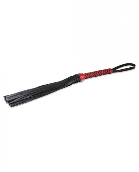 CNVELD-LTH61165decd81edc41d Sultra 16" Lambskin Flogger Classic Weave Grip - Black W/red Woven Handle - Image 1