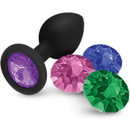 Nobu Fetish Small Silicone Plug W/jewels - Black