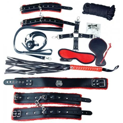 Plesur Deluxe Bondage Kit - Black/red