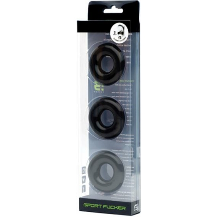 Sport Fucker Chubby Cockring Pack Of 3 - Black