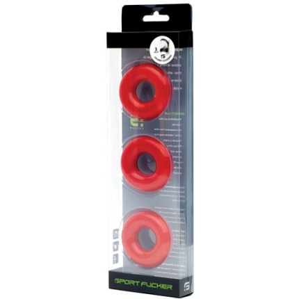 Sport Fucker Chubby Cockring Pack Of 3 - Red