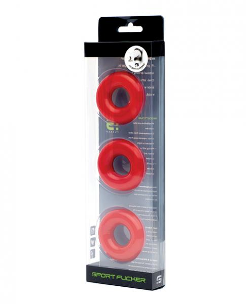 CNVELD-SF11370632449bc42224 Sport Fucker Chubby Cockring Pack Of 3 - Red - Image 1