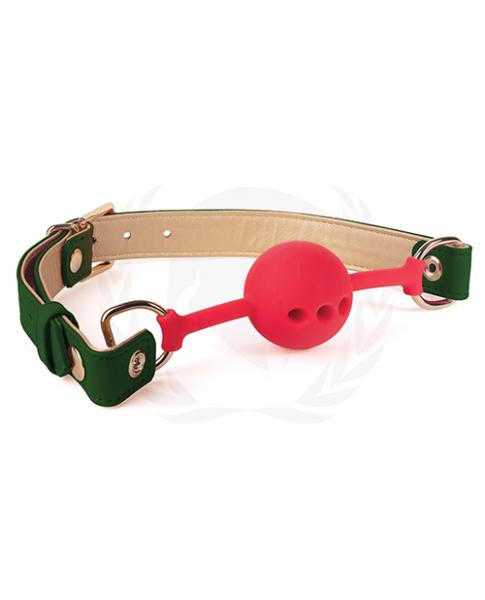 CNVELD-SPU-502GR5ef5c795d91cb Spartacus Silicone Ball Gag W/green Gold Pu Straps - 46 Mm - Image 1