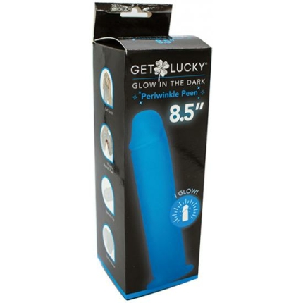 Get Lucky 8.5" Glow In The Dark Periwinkle Peen Dildo