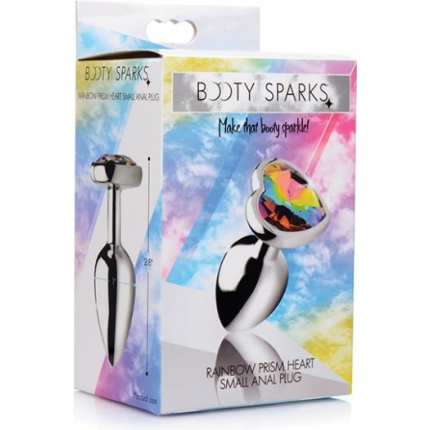 Bootysparks Rainbow Prism Heart Anal Plug - Small