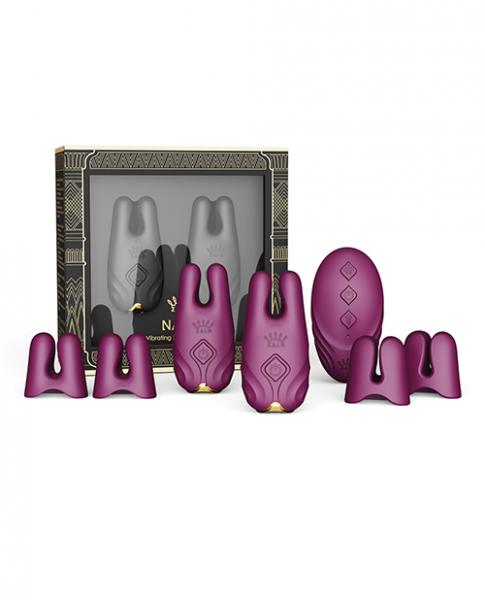CNVELD-ZAF033026378b7856106e Zalo Nave Vibrating Nipple Clamps - Velvet Purple - Image 1
