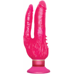 Waterproof Wall Bangers Double Penetrator Pink Suction Cup