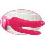 Waterproof Wall Bangers Double Penetrator Pink Suction Cup - Image 2