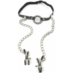 Fetish Fantasy O-Ring Gag With Nipple Clamps