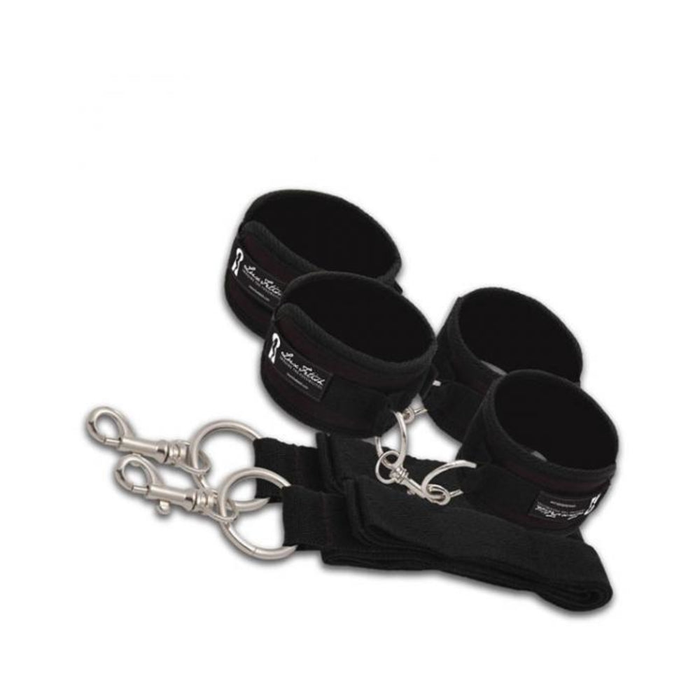 CNVNAL-39681_1_aecf95b7-7f07-4ff8-9da1-97a0b150855c Lux Fetish Bed Spreader 7 Piece Restraint System Black - Image 1