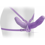 Elite Vibrating Double Delight Strap On 10 Inches - Purple