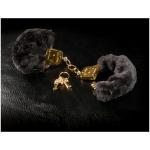 Deluxe Furry Cuffs Black Gold Handcuffs