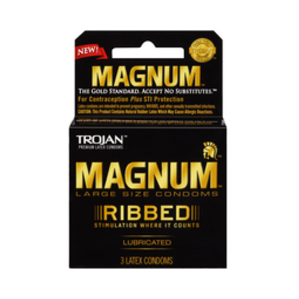 CNVNAL-51628_1_0678952e-e1d0-4e37-94c5-76ec6c5e8a7d Trojan Magnum Ribbed Latex Condoms 3 Pack - Image 1