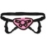 Lux Fetish Velvet Strap On Harness Pink O/S