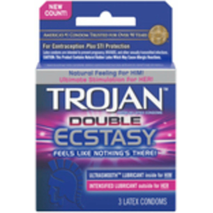 Trojan Double Ecstasy 3 Pack Latex Condoms