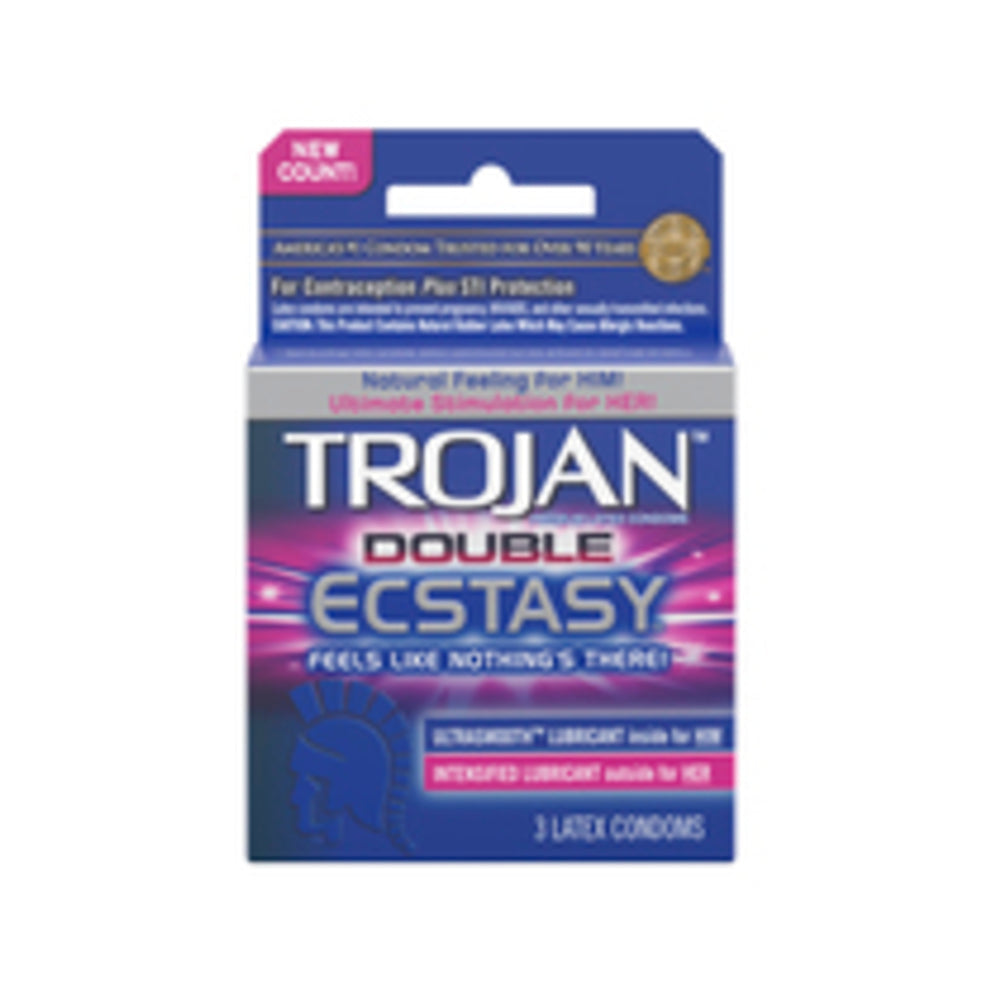 CNVNAL-56420_1_bece1705-78f1-4dbc-9925-af5793821c11 Trojan Double Ecstasy 3 Pack Latex Condoms - Image 1