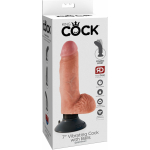 King Cock 7 inches Vibrating Cock with Balls Beige - Image 3