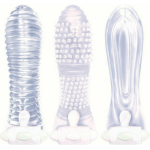 The 9's, Vibrating Sextenders, 3-pack, Nubbed, Contoured, Ribbed