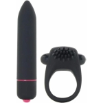 Intense Cockring And Bullet 10 Function Bullet Waterproof Black