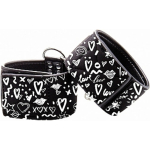 Ouch! Printed Ankle Cuffs - Love Street Art Fasion - Black