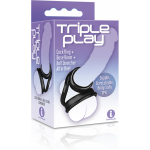 Triple Play Cock Ring, Base Boost, Ball Stretcher Black - Image 2