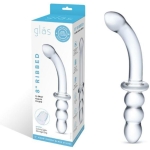 8"  Ribbed G-Spot Glass Dildo - Image 3