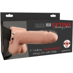 Fetish Fantasy 7in Hollow Rechargeable Strap-on With Balls, Flesh - Image 3