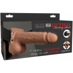 Fetish Fantasy 7in Hollow Rechargeable Strap-on With Remote, Tan - Image 3