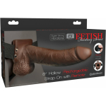 Fetish Fantasy 8in Hollow Rechargeable Strap-on With Remote, Brown - Image 3