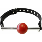 Ball Gag - Black With Removable Red Ball And Stainless Steel Rod