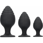 Ouch Rippled Butt Plug Set Black