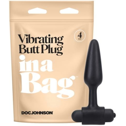 In A Bag 4" Vibrating Butt Plug - Black