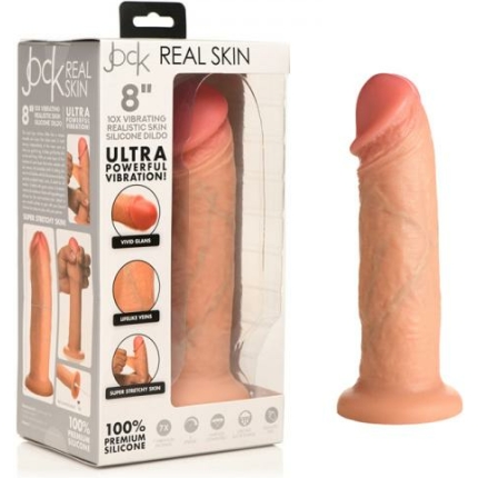 Jock Real Skin Vibrating Silicone Dildo 8 In. Light