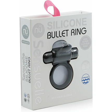 Nu Sensuelle 7 Function Silicone Bullet Ring - Black
